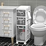 Stapelbare Schubladen auf Rollen, freistehend, schlank, Kunststoffschrank mit beweglichen Schubladen...