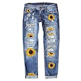 Asija Sporthose Damen Damen Skinny Jeans Stretch Jeanshose Löcher Röhrenjeans Frauen Ripped Denim...