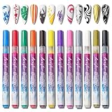 MAGIC ARMOR 12 Farben 3D Nagellack Stift Set, Nagelspitze Nail Art Pen Nagelkunststift DIY Linie...