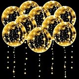 10 Pack Leuchtende Luftballons, Bobo Helium Ballons LED Luftballon, Klare Luftballon mit...