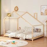 [en.casa] Kinderbett Siuntio Kleinkindbett in Haus-Optik Bodenbett Montessori Bett Hausbett...