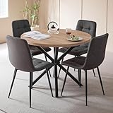 DEYARNA HOME Essgruppe 5-Teilig, 100cm Runder Esstisch und 4 Kunstleder Esszimmerstühle, Tisch und...
