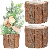 MAGICLULU 3stücke Holzrinde Blumenkübel Wetterfester Pflanzbehälter Baumstumpf Übertopf Für...