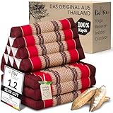 livasia Thaikissen mit 3 Auflagen - 175x50x8cm - Dreieckskissen mit Klappmatratze, Keilkissen Kapok,...