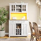 DUlVBPE Küchenschrank, Hochschrank Küchenbuffet, Vitrinenschrank, Buffetschrank mit Verstellbaren...