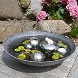 Storm's Gartenzaubereien Miniteich Komplettset mit Schwimmfrosch Keramik Grauer Deko Schale -...