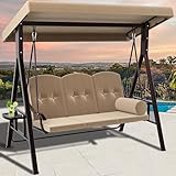 YITAHOME Hollywoodschaukel, 3-Sitzer Gartenschaukel mit Liegefunktion mit Verstellbarem Baldachin...