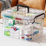 Doppelschichtiger Medizin-Organizer mit mehreren Gittern, tragbarer Medizinschrank mit Deckel,...