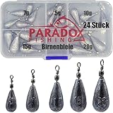 Paradox Fishing Birnenblei Set 5g-20g I 24 Stück mit Box I Blei Angeln Grundblei Angeln Set Blei...