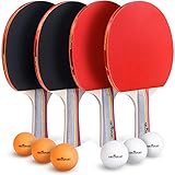 Abco Tech, Tischtennis-Set, 4 x erstklassige Schläger mit weichem Schaumgummibelag und 6 x...