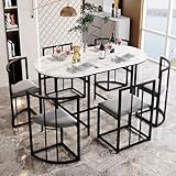 Essgruppen mit Esstisch und 6 Stühlen (140*70*76cm), Küchentisch Set für Esszimmer Küche...