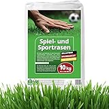 10 kg Rasensamen Sport und Spiel schnellkeimend 400m² robust tiefgrün, ideal für Neuansaat und...