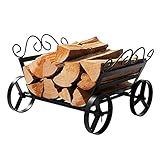 GLETSF Robustes Mittelgroßes Brennholzregal Mit Rädern Für Drinnen/Draußen/Feuerstelle,...