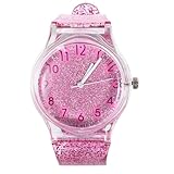 Baluue Quartz Armbanduhr mit Glitzer Farbige Transparente Uhr für Mädchen Einstellbares Armband...