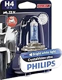 Philips 12342CVUBW Crystalvision Ultra Moto H4 Motorrad-Scheinwerferlampe, 1 Stück