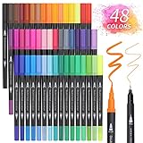 Owelth Brush Pen Set, 48 Farben Dual Tip Pinselstifte Aquarell Marker, Filzstifte Dicke und Dünne...