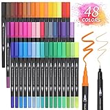 Owelth Brush Pen Set, 48 Farben Dual Tip Pinselstifte Aquarell Marker, Filzstifte Dicke und Dünne...