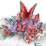 papercrush® Pop-Up Karte Schmetterlinge auf Blumen - 3D Geburtstagskarte für Frau, Freundin &...