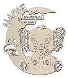 Nachtlicht 'Elefant auf dem Mond' aus Holz für Kinder | Personalisierte Geschenk-Idee zur Geburt...