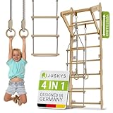 Juskys Sprossenwand für Kinder - mit Klimmzugstange, Indoor Klettergerüst mit Turnringen und...