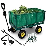 Arebos Bollerwagen | Gartenwagen | mit Profilreifen | 550kg belastbar | faltbar | grün |...