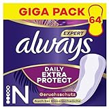 Always Daily Extra Protect Slipeinlagen Damen, Normal (64 Binden), Giga Pack, schliesst Gerüche und...