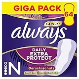 Always Daily Extra Protect Slipeinlagen Damen, Normal (64 Binden), Giga Pack, schliesst Gerüche und...