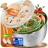 KüchenKult Edelstahl Salatschleuder Salatschüssel Frischhaltedeckel - Premium Küchenhelfer -...