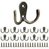 Tslinc 10er Set Kleiderhaken Vintage, Massive Antik Doppel-Haken, Retro Haken Wand Metall Huthaken...