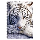 3D LiveLife A5 Notizbuch - Weiße Tigerruhe von Deluxebase. 80-seitiges 3D-Notizbuch für weiße...