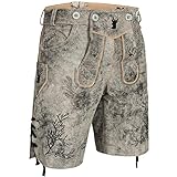 PAULGOS Herren Trachten Lederhose + Träger, Echtes Leder, Kurz in 3 Farben Gr. 44-60 HK3 Antik...