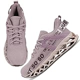 Yelang Arbeitsschuhe mit Stahlkappe für Damen und Herren, Atmungsaktiv, Leicht, Unisex (F Lila, EU...