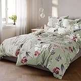 Pure Label Blumen Bettwäsche 135x200 cm mit einem Kissenbezug 80x80 cm - Traumhaft weiches...