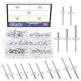 Glarks 125 Stück 5 Größen großer Flansch Aluminium Blindnieten Pop Nieten Sortiment Set zum...