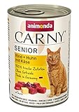 Carny Katzen Nassfutter Senior Rind + Huhn mit Käse (6 x 400g), Katzenfutter nass von animonda ohne...