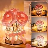 LED Tischlampe, Rose Kristall Nachttischlampe, Dimmbare Künstliche Rose Blume Touch Lampe, RGB...