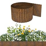 ACXIN Flexible Rasenkante aus Metall 1 Rolle Beeteinfassung Rostfarbe 5 M x 15 cm Rasenmähkante...