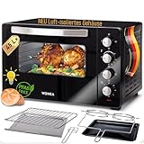 Minibackofen 45 Liter mit Glasfront und 2.000 Watt | Mini Backofen mit Umluft, Drehspieß und...
