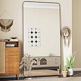 Koonmi Standspiegel mit abgerundeten Ecken, 76 x 171 cm Ganzkörperspiegel mit Ständer, großer...