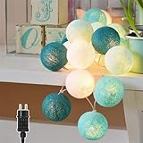 Ciskotu Lichterkette Innen, Baumwollkugeln Lichterkette Cotton Ball Lichterkette 20 LED Kugeln...