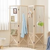GIANTEX Paravent Raumteiler innen Trennwand Sichtschutz 4 teilig 151 x 144 cm Raumtrenner klappbar...