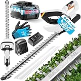 MASKO® Akku Heckenschere Profi Hecken & Strauchschere 57cm Schnittlänge Inkl. Handschuhe,...