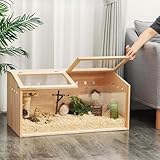 Kleiner Tierkäfig mit klappbarem Deckel Indoor Freilaufgehege holzerner Hamsterkäfig Acrylfenster...