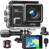 Action Cam 5K, Surfola 24MP Unterwasserkamera 40M Wasserdicht EIS Bildstabilisierun, Helmkamera WiFi...