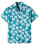 MOHEZ Herren Hawaii Hemden Kurzarm Palme Gedruckt Lässiges Hemd Button Down Tropischer Urlaub...