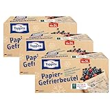 Toppits Papier-Gefrierbeutel - 3 x 3L/ 15 Stück, plastikfrei, nachhaltig, reißfest, fett- und...