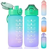 SUPPRUI Kinder Trinkflasche Auslaufsicher Wasserflasche 600ml, Trinkflasche mit Zeitmarkierungen...