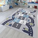TT Home Kinderzimmerteppich Teppich Junge Mädchen Kinderteppich Baby rutschfest Straße, Farbe:...