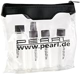 PEARL Reiseset: Reise-Reißverschluss-Tasche mit 4 Flaschen fürs Flug-Handgepäck (Reiseset...