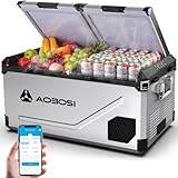 AAOBOSI 95L Kompressor Kühlbox Dual Zone bis -20℃，Edelstahlgehäuse &...